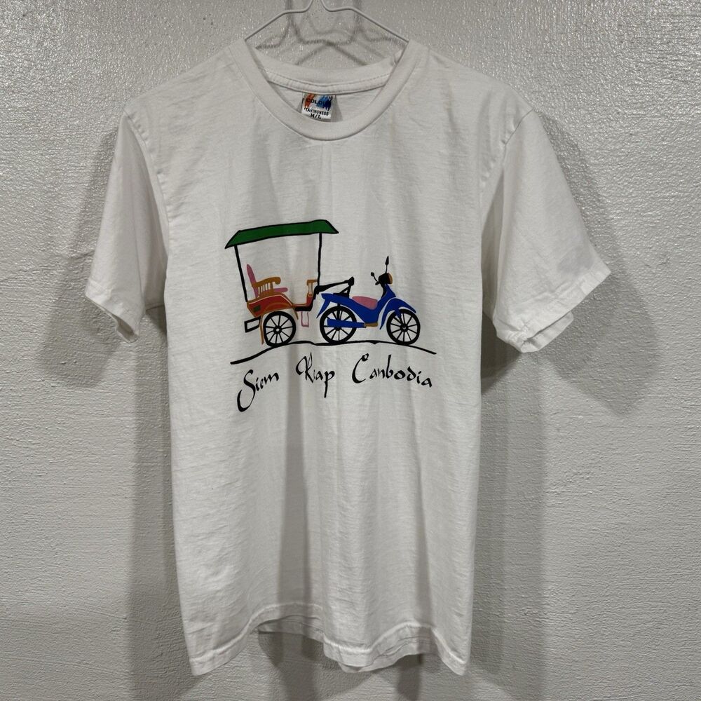 Vintage Siem Reap Cambodia Tuk Tuk T-shirt Travel Souvenir Tourist Tee Med
